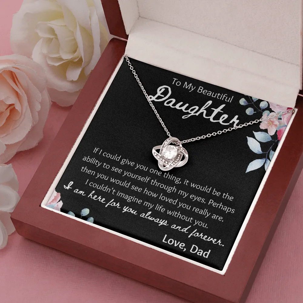 To My Beautiful Daughter Love Knot Necklace
