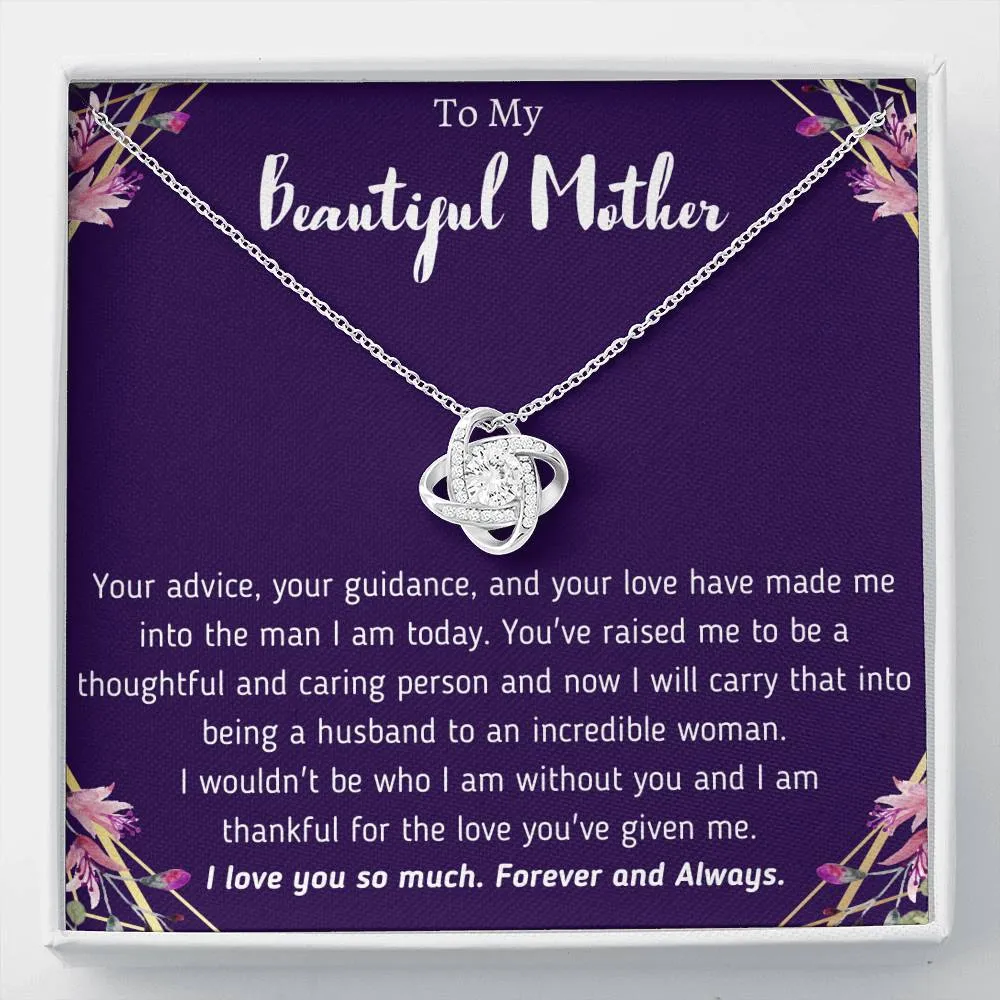 To My Beautiful Mother From Son Love Knot necklace