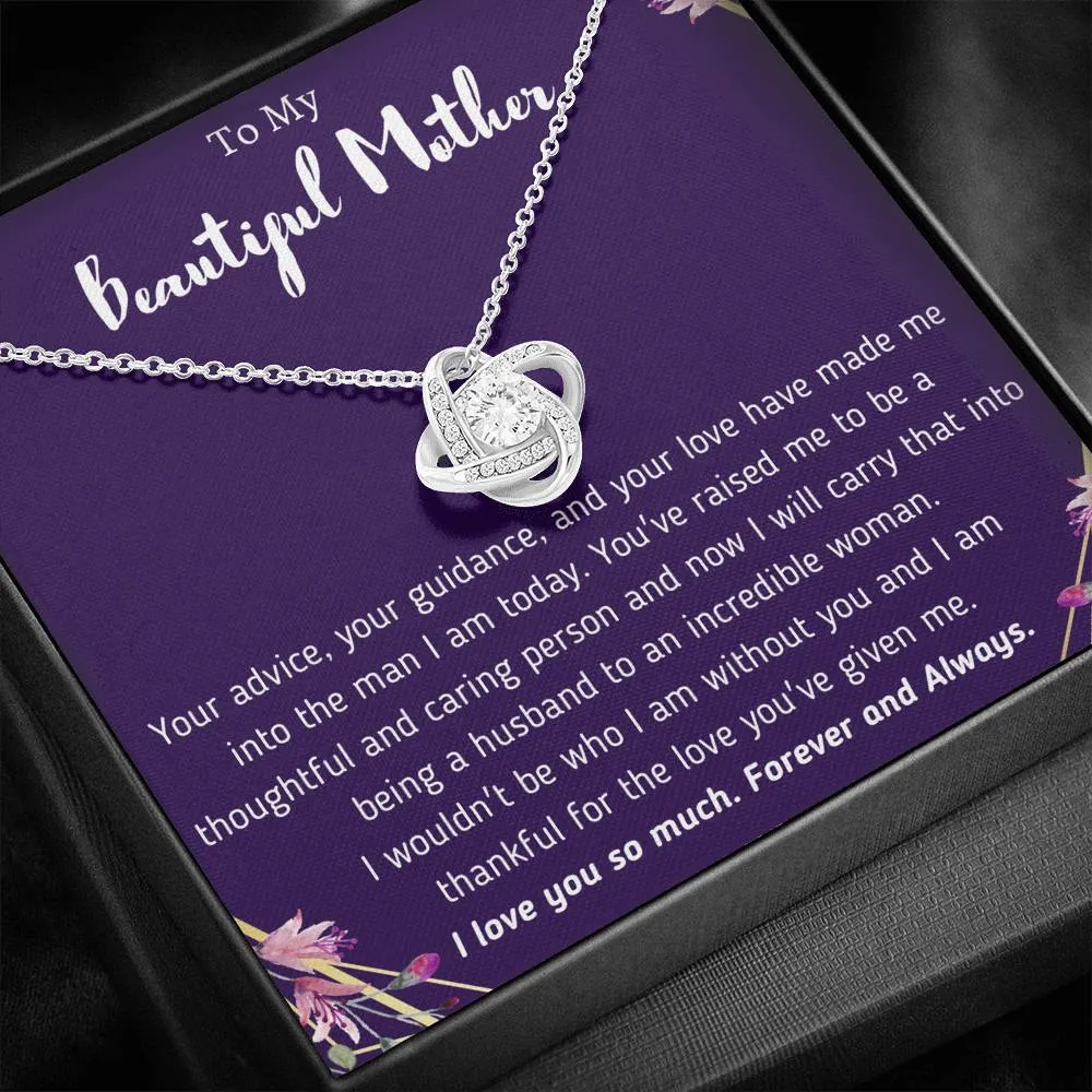 To My Beautiful Mother From Son Love Knot necklace