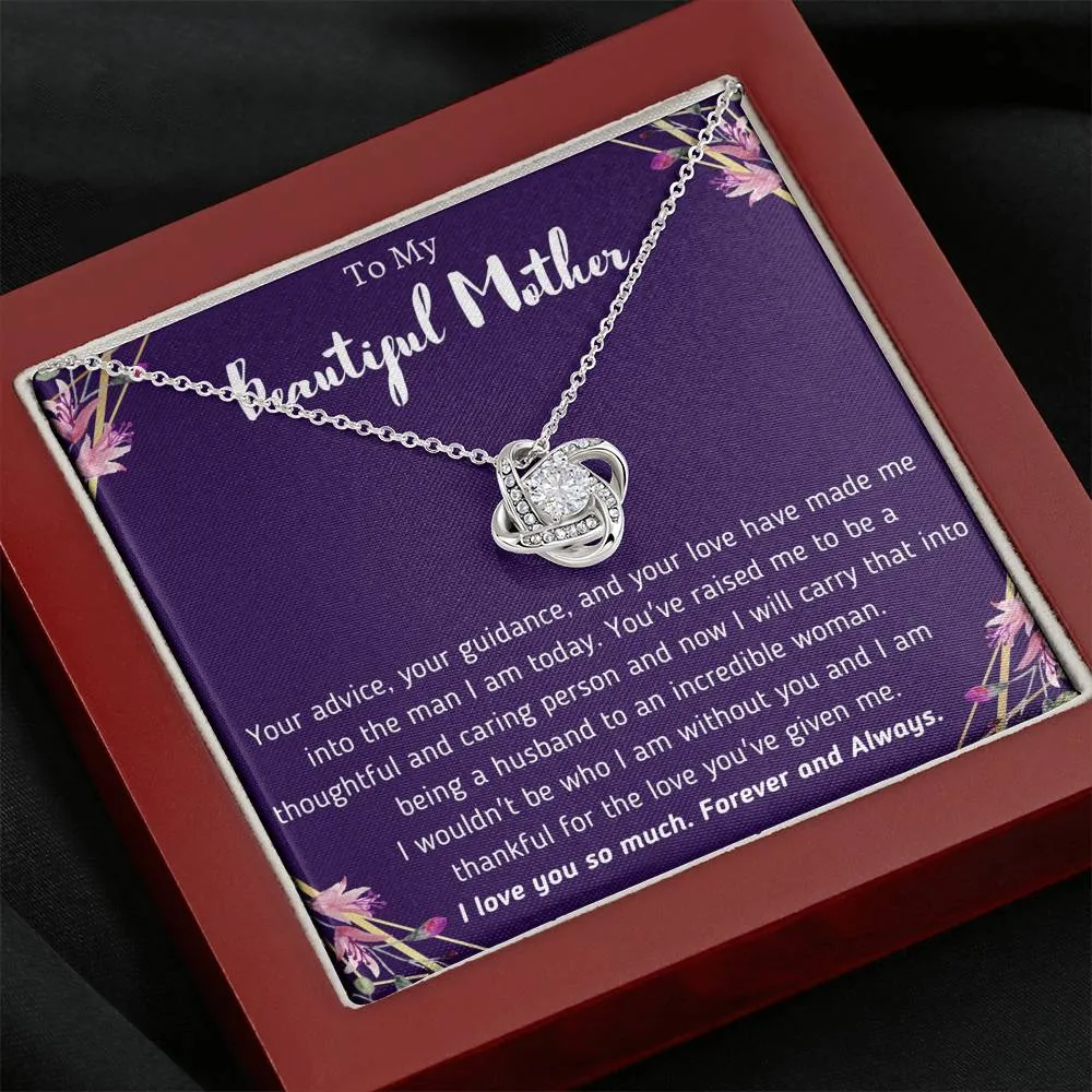 To My Beautiful Mother From Son Love Knot necklace