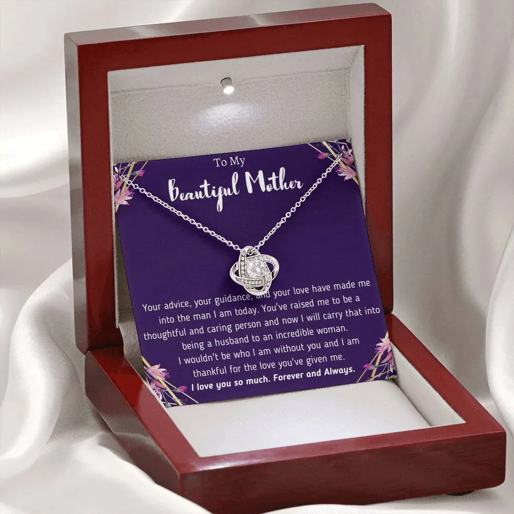 To My Beautiful Mother From Son Love Knot necklace