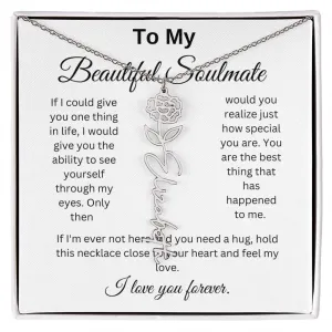 To My Beautiful Soulmate Name Birth Flower Necklace