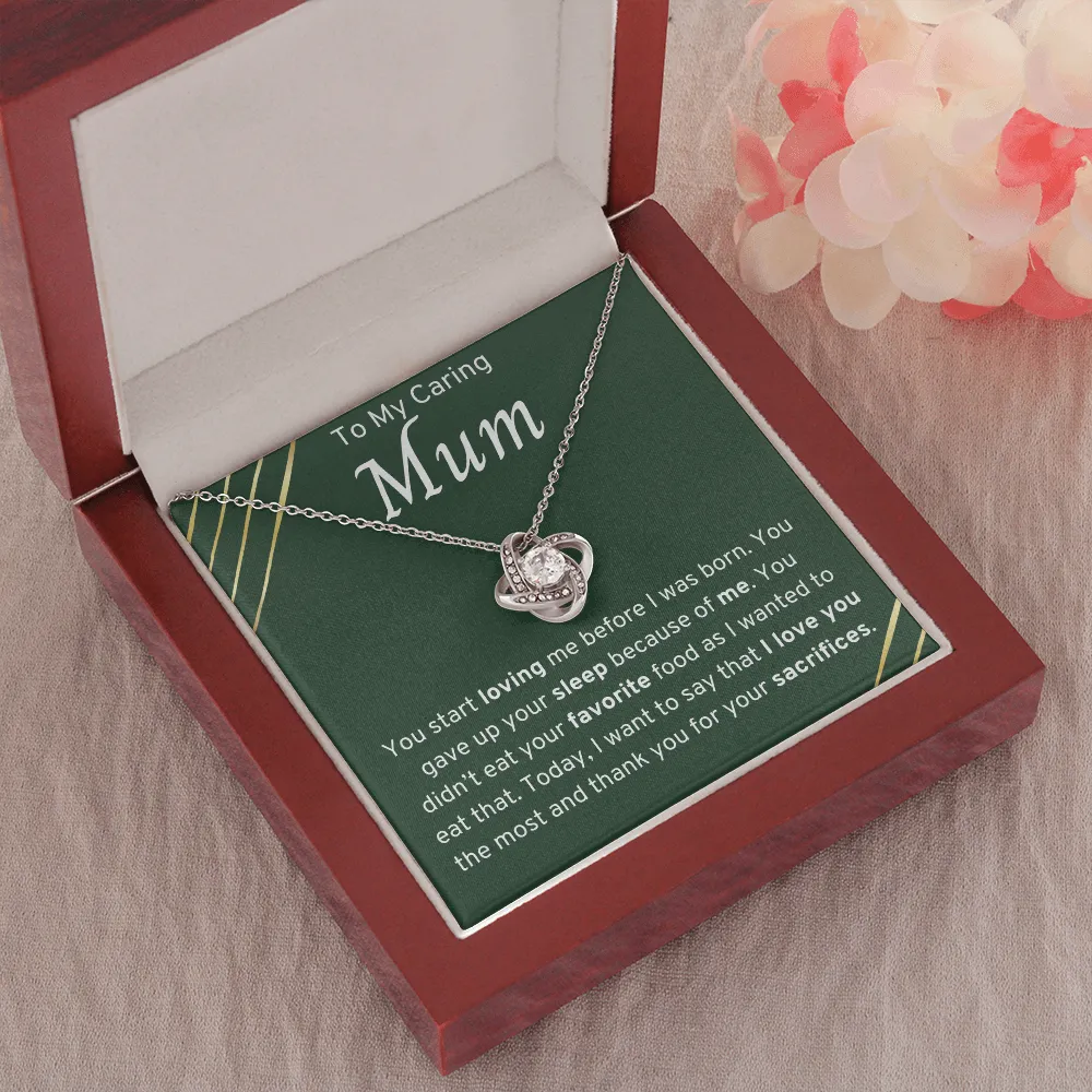 To My Caring Mum Love Knot Necklace