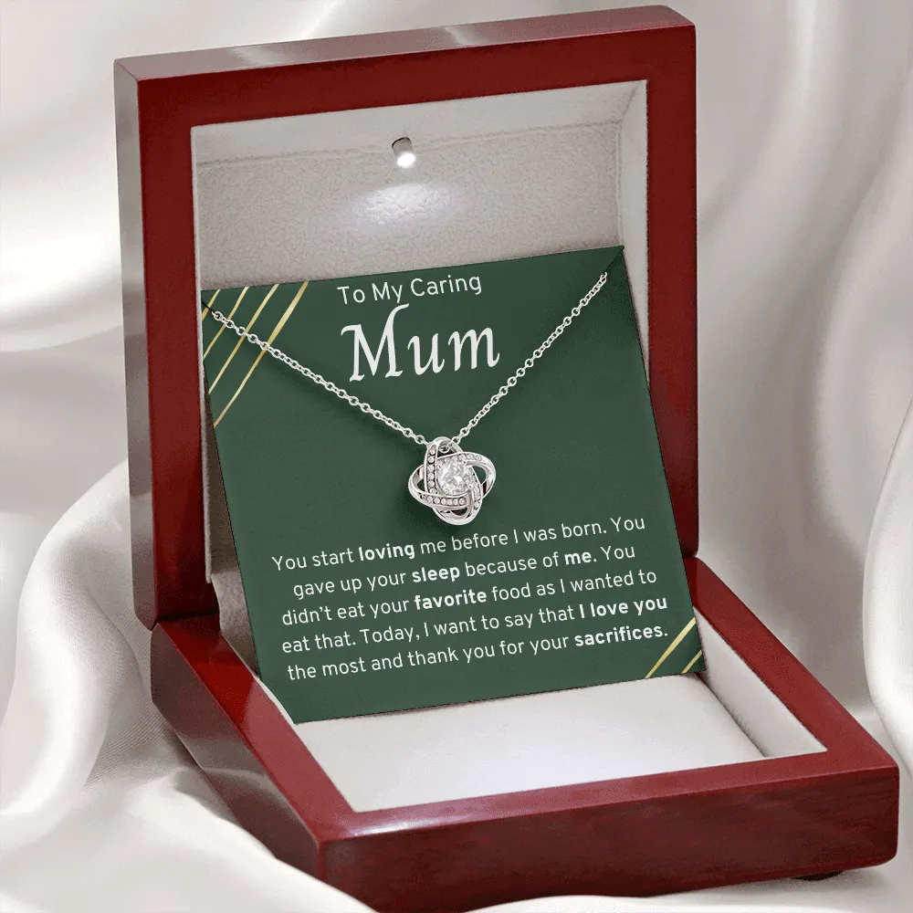 To My Caring Mum Love Knot Necklace