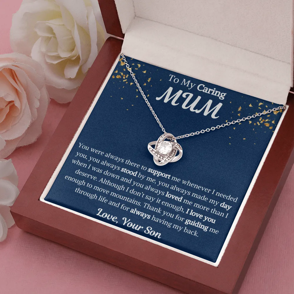 To My Caring Mum Love Knot Necklace