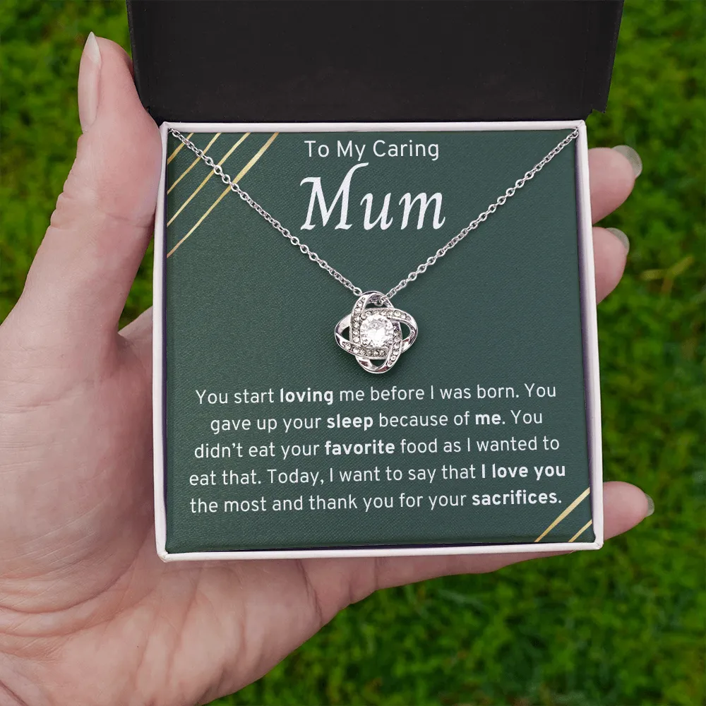 To My Caring Mum Love Knot Necklace