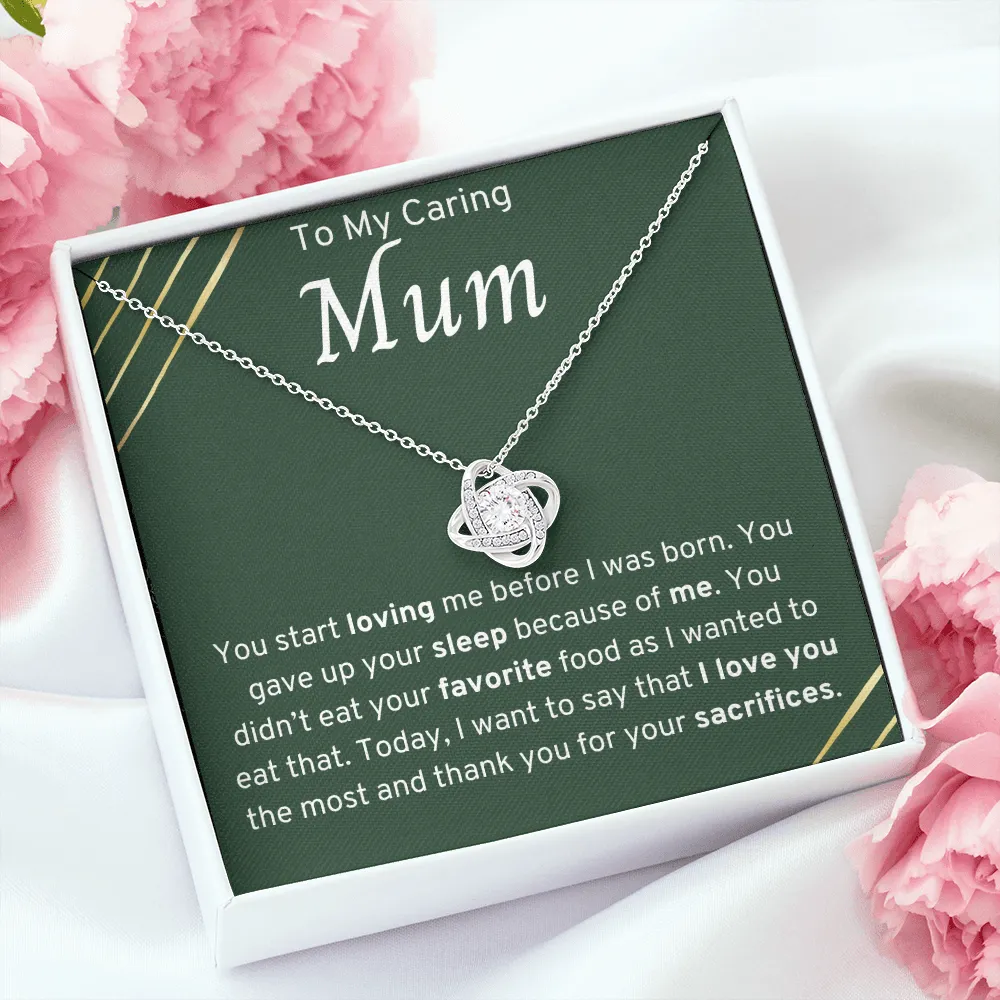 To My Caring Mum Love Knot Necklace