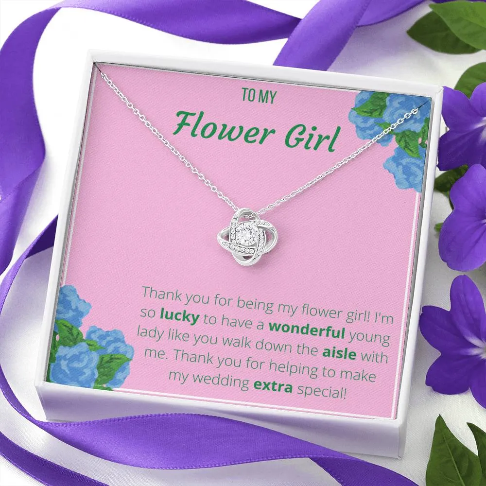 To My Flower Girl Love Knot Necklace