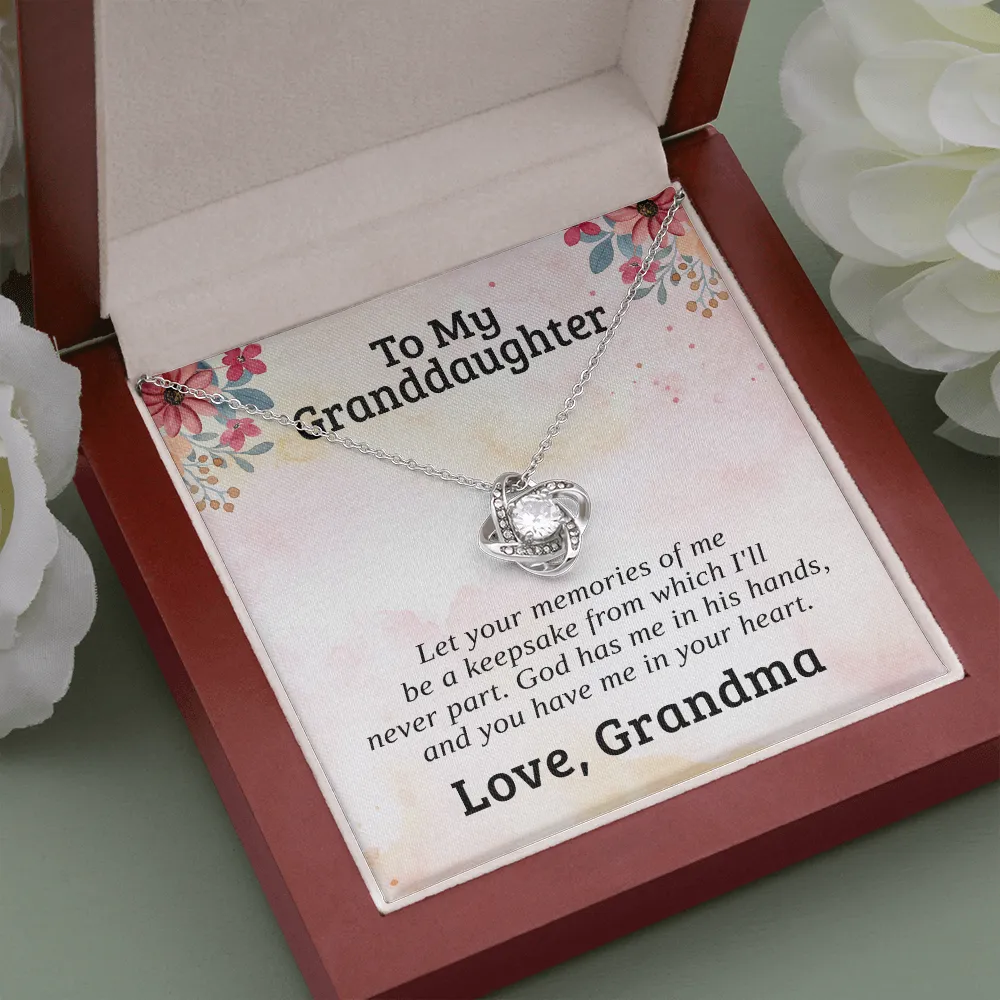 To My Granddaughter, Memories | 14k White Gold Love Knot | Granddaughter Necklace Gift & Poem Card