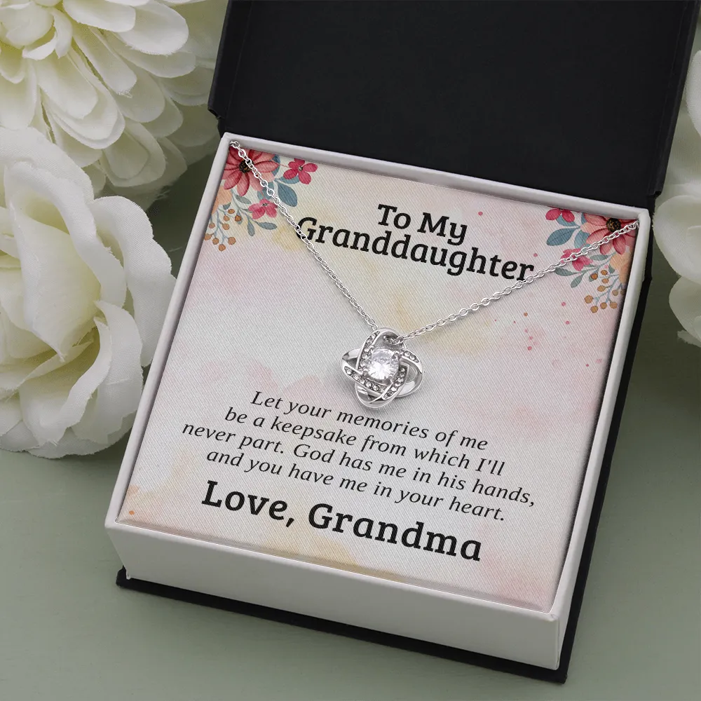 To My Granddaughter, Memories | 14k White Gold Love Knot | Granddaughter Necklace Gift & Poem Card