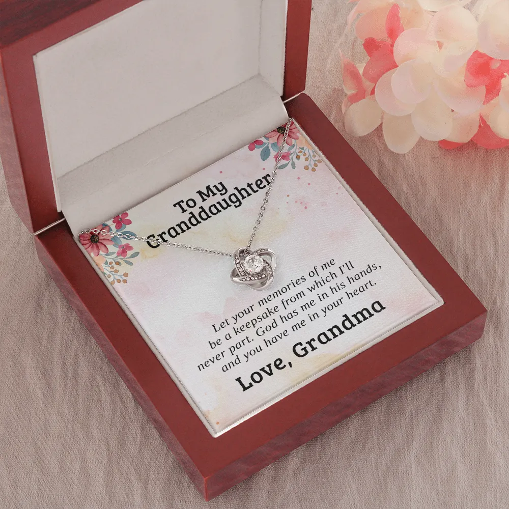To My Granddaughter, Memories | 14k White Gold Love Knot | Granddaughter Necklace Gift & Poem Card