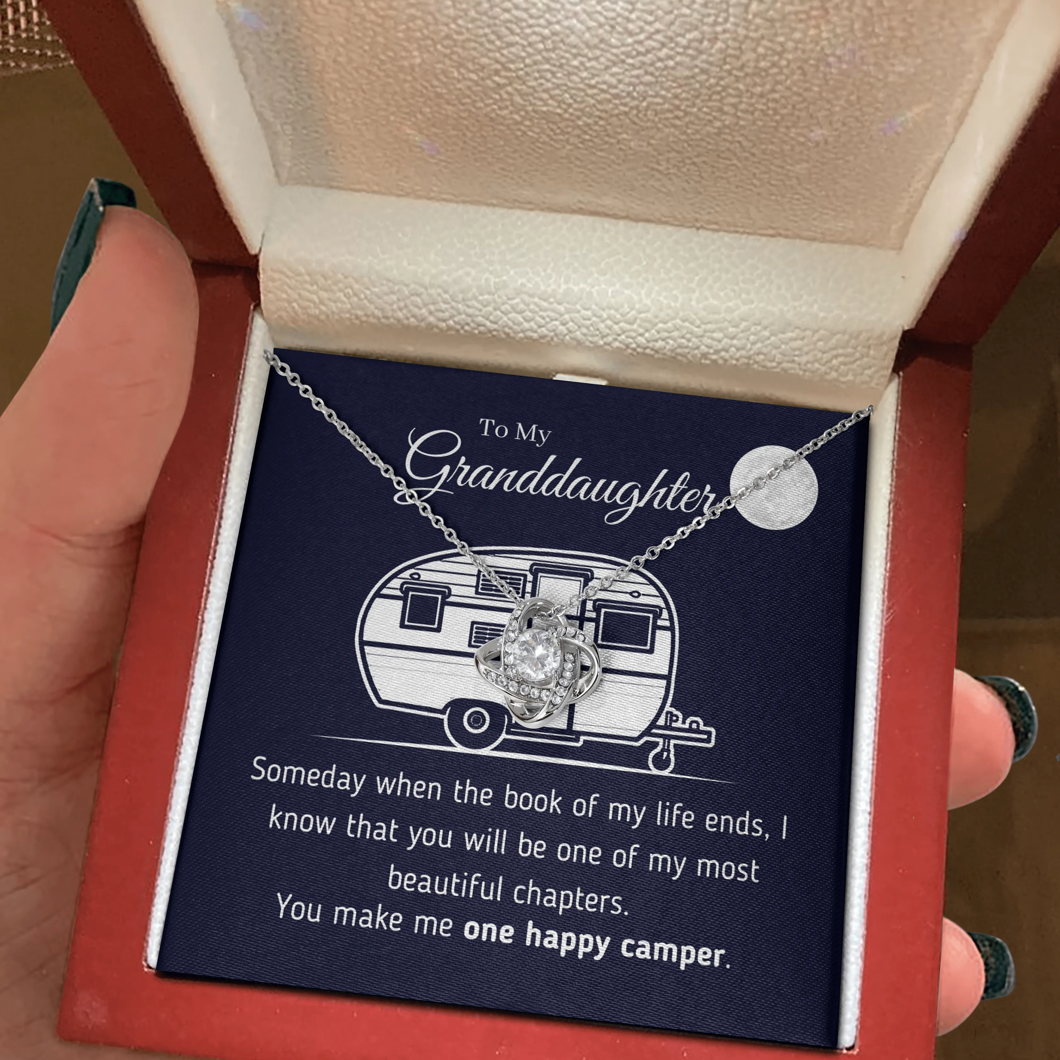 To My Granddaughter - You Make Me One Happy Camper Necklace