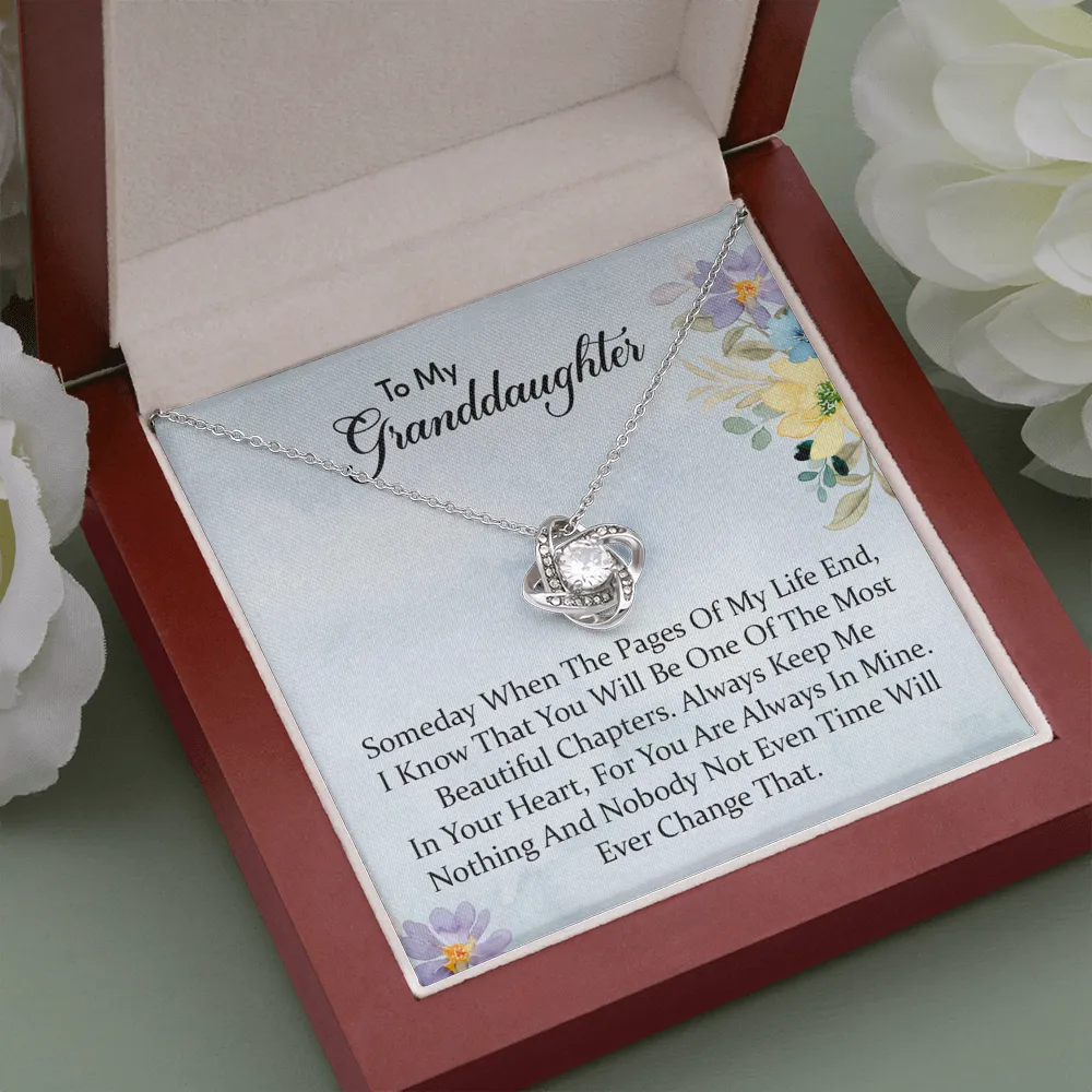 To My Granddaughter - You'll Be In My Heart  | Beautiful 14k White Gold Family Forever Love Knot | Granddaughter Keepsake Gift w/ Message Card