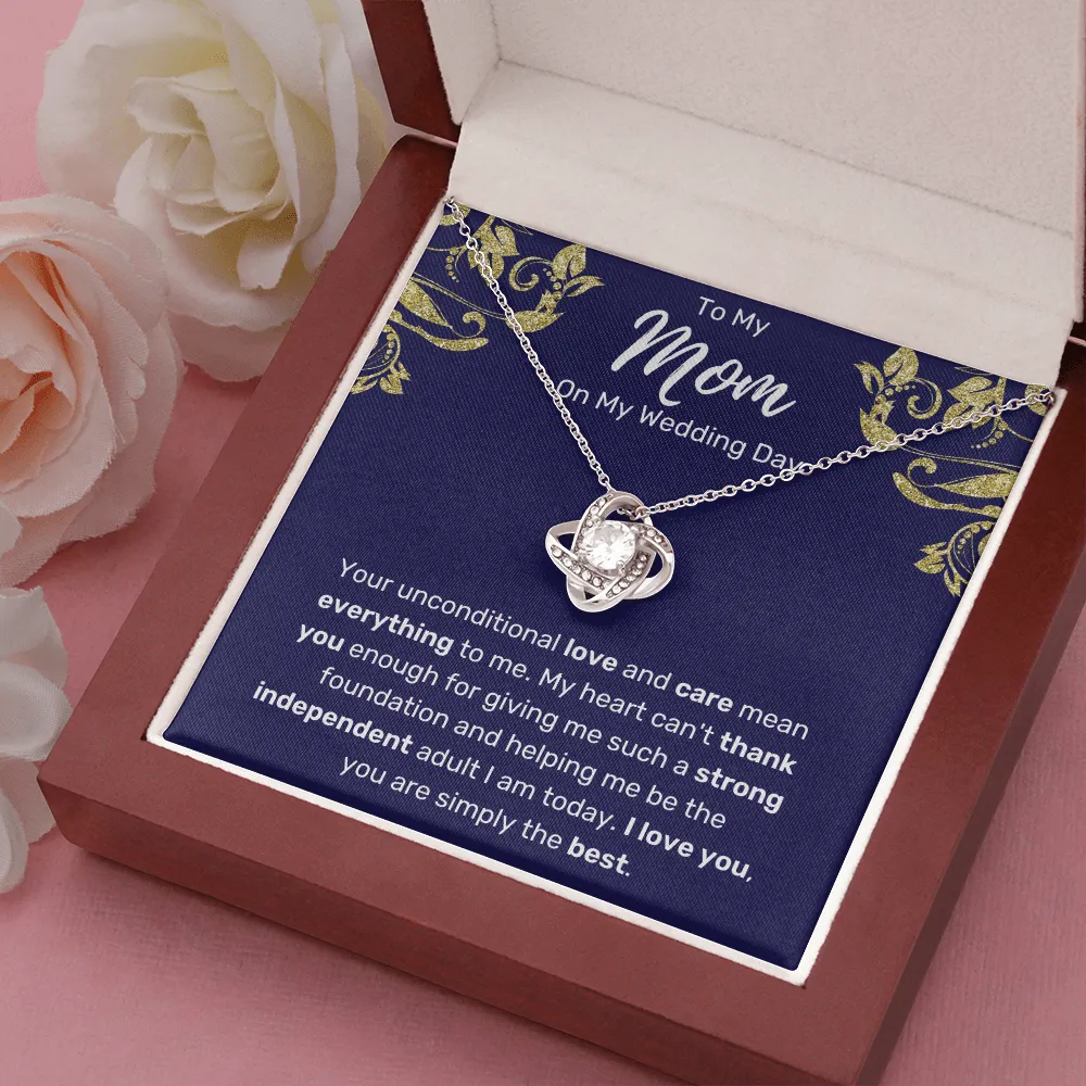 To My Mom On My Wedding Day Love Knot Necklace