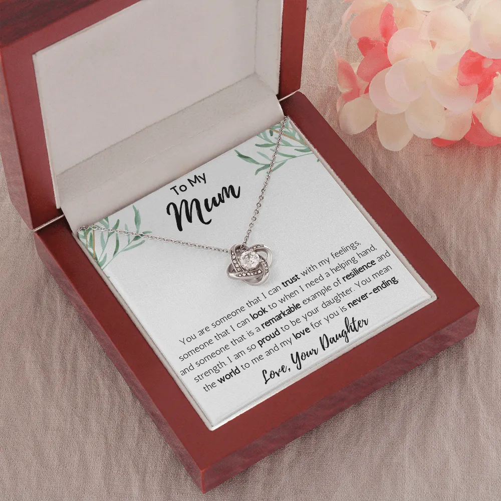 To My Mum from Daughter Love Knot Necklace