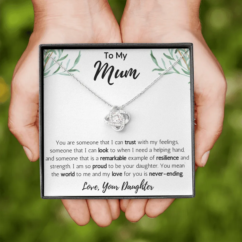 To My Mum from Daughter Love Knot Necklace