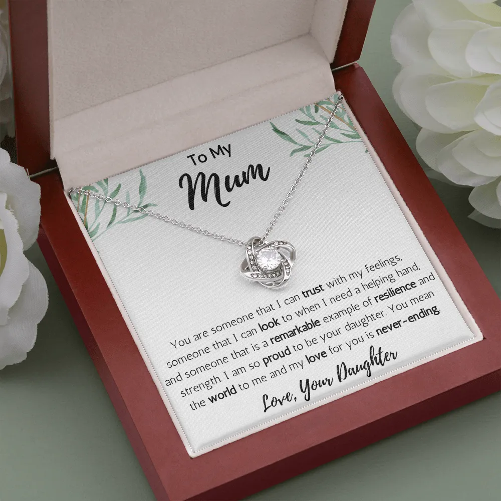 To My Mum from Daughter Love Knot Necklace
