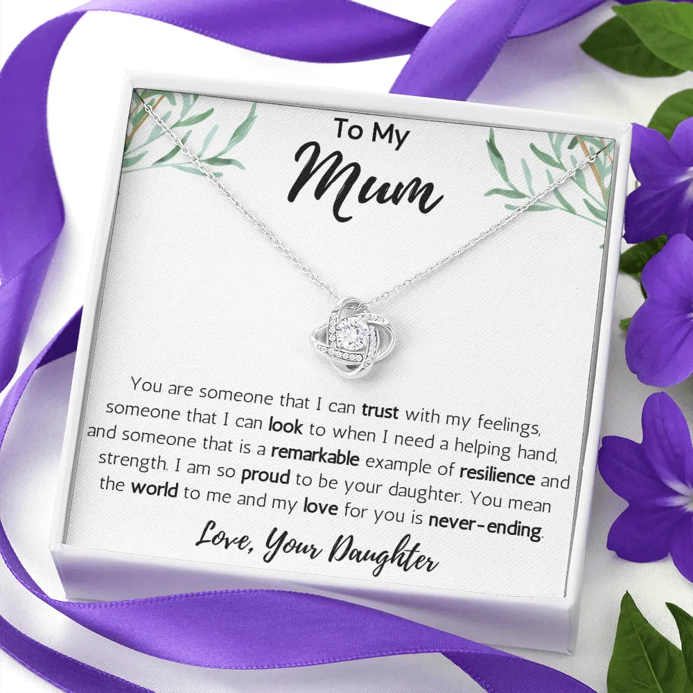 To My Mum from Daughter Love Knot Necklace