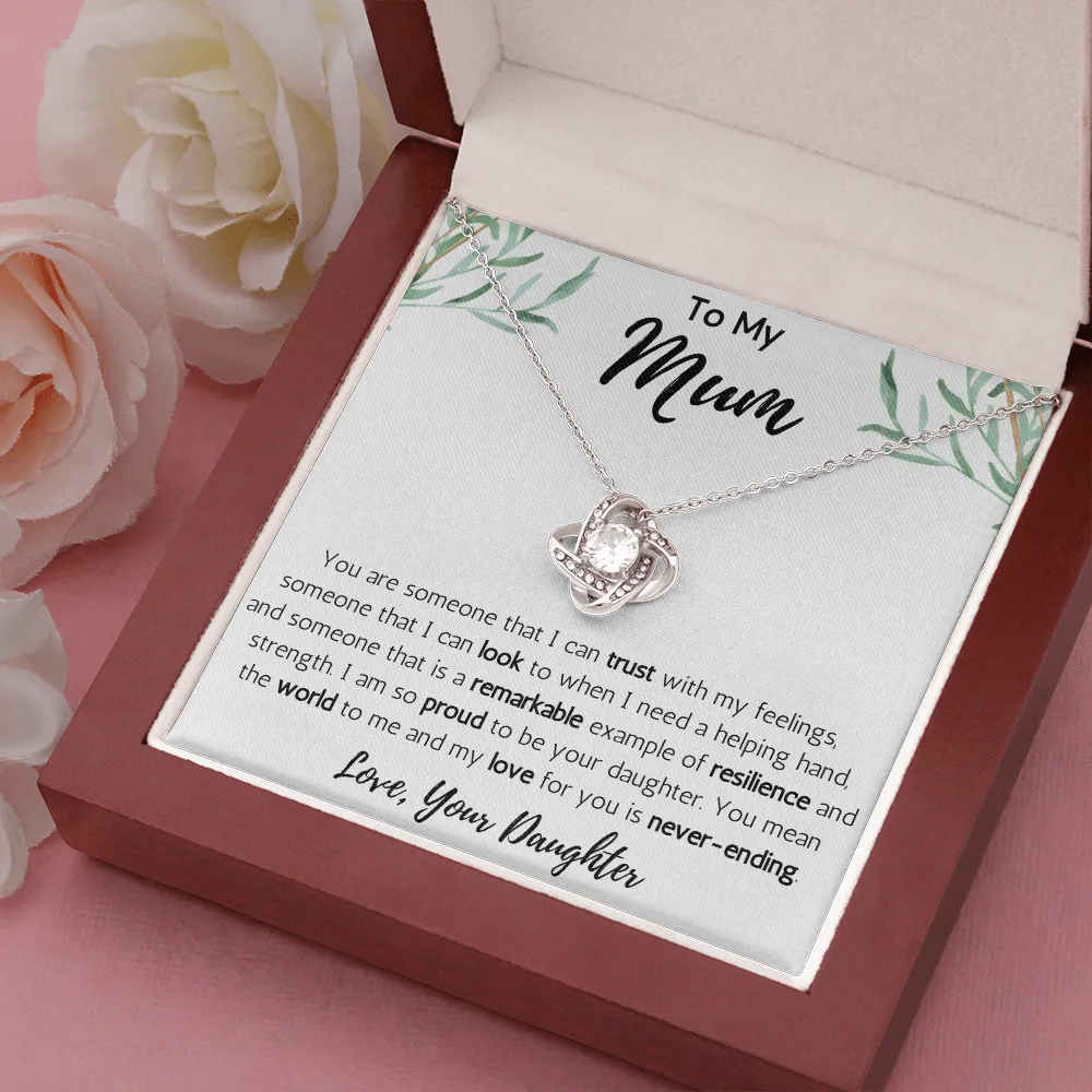 To My Mum from Daughter Love Knot Necklace