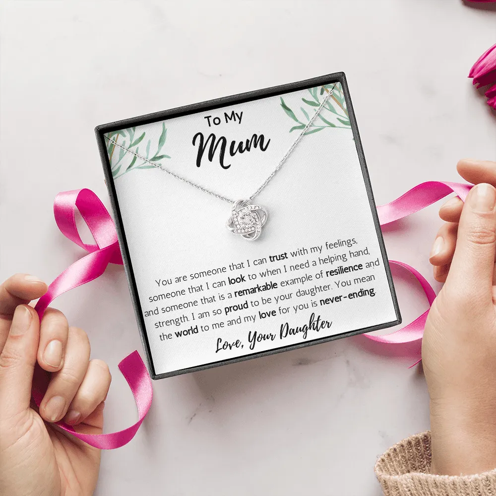 To My Mum from Daughter Love Knot Necklace