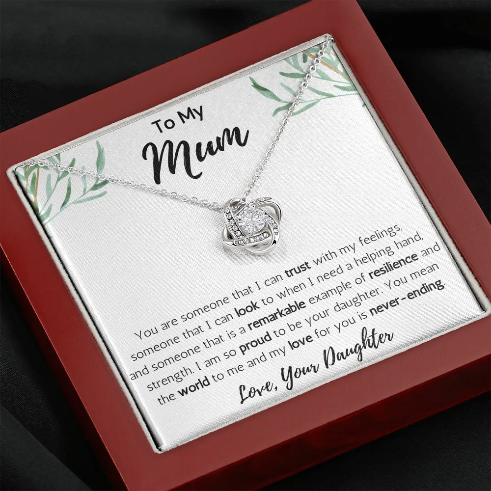 To My Mum from Daughter Love Knot Necklace