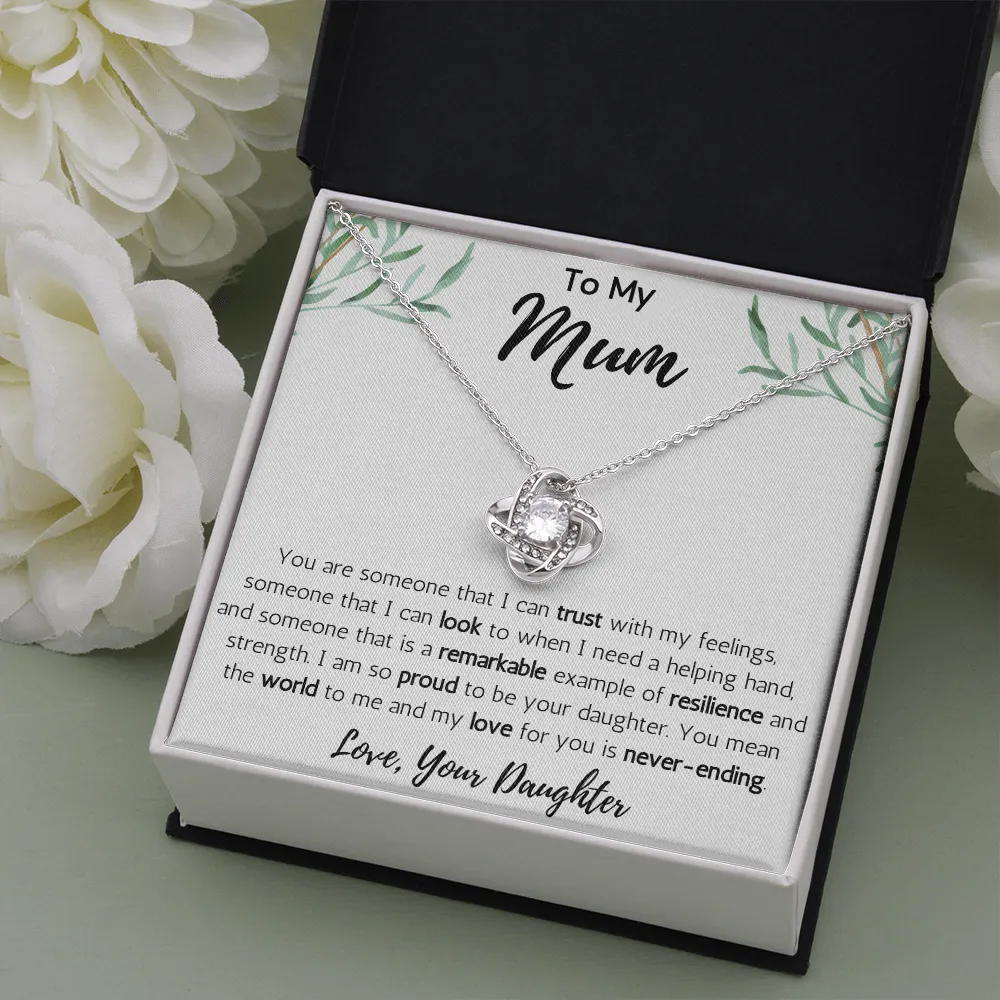 To My Mum from Daughter Love Knot Necklace