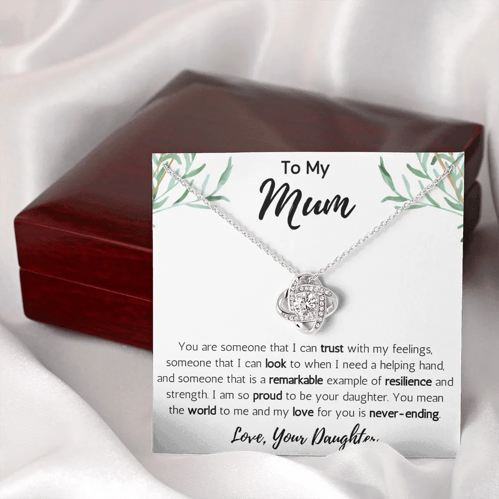 To My Mum from Daughter Love Knot Necklace