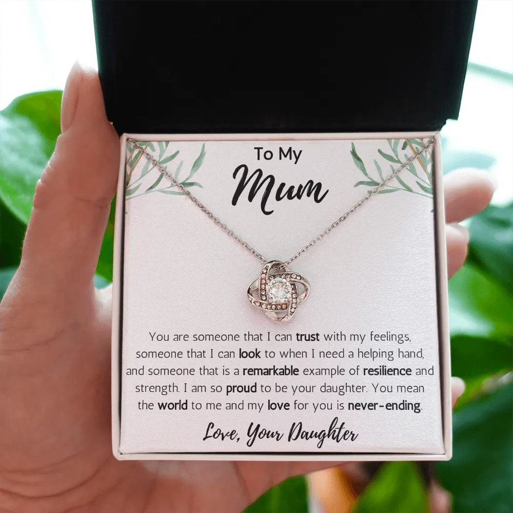 To My Mum from Daughter Love Knot Necklace