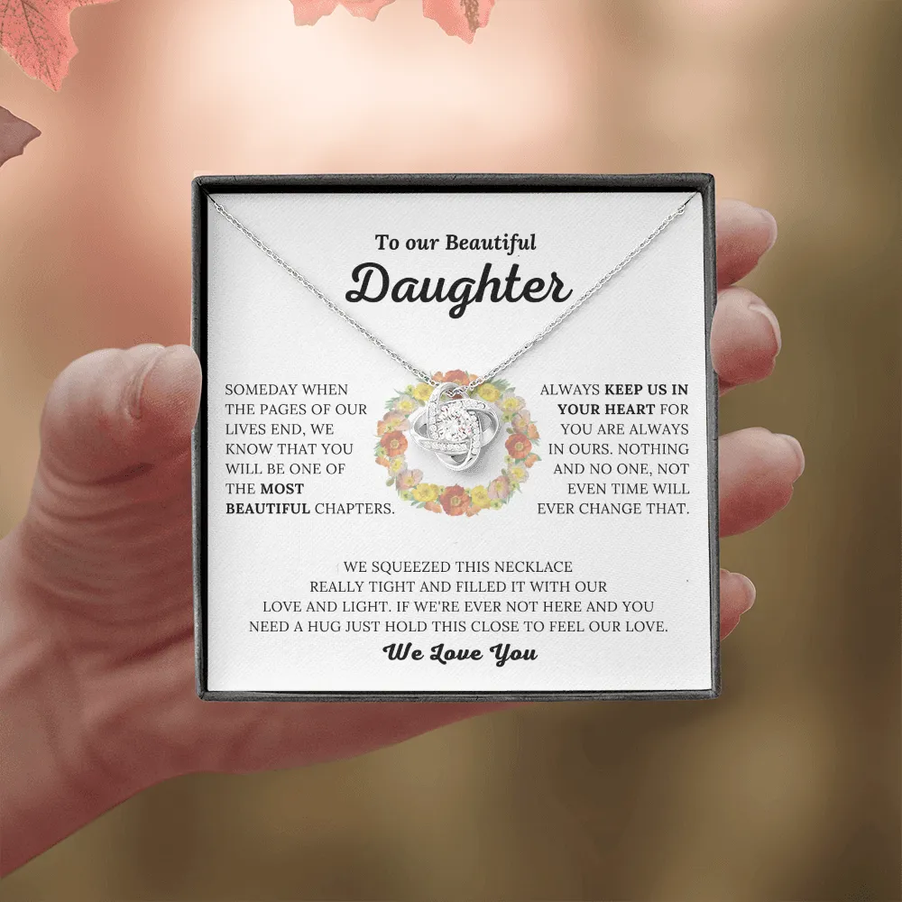 To Our Beautiful Daughter - Keep Us In Your Heart - Love Knot Necklace