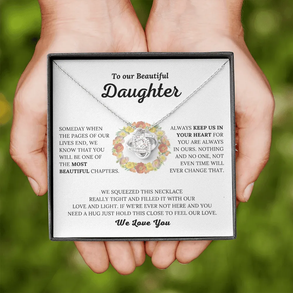To Our Beautiful Daughter - Keep Us In Your Heart - Love Knot Necklace