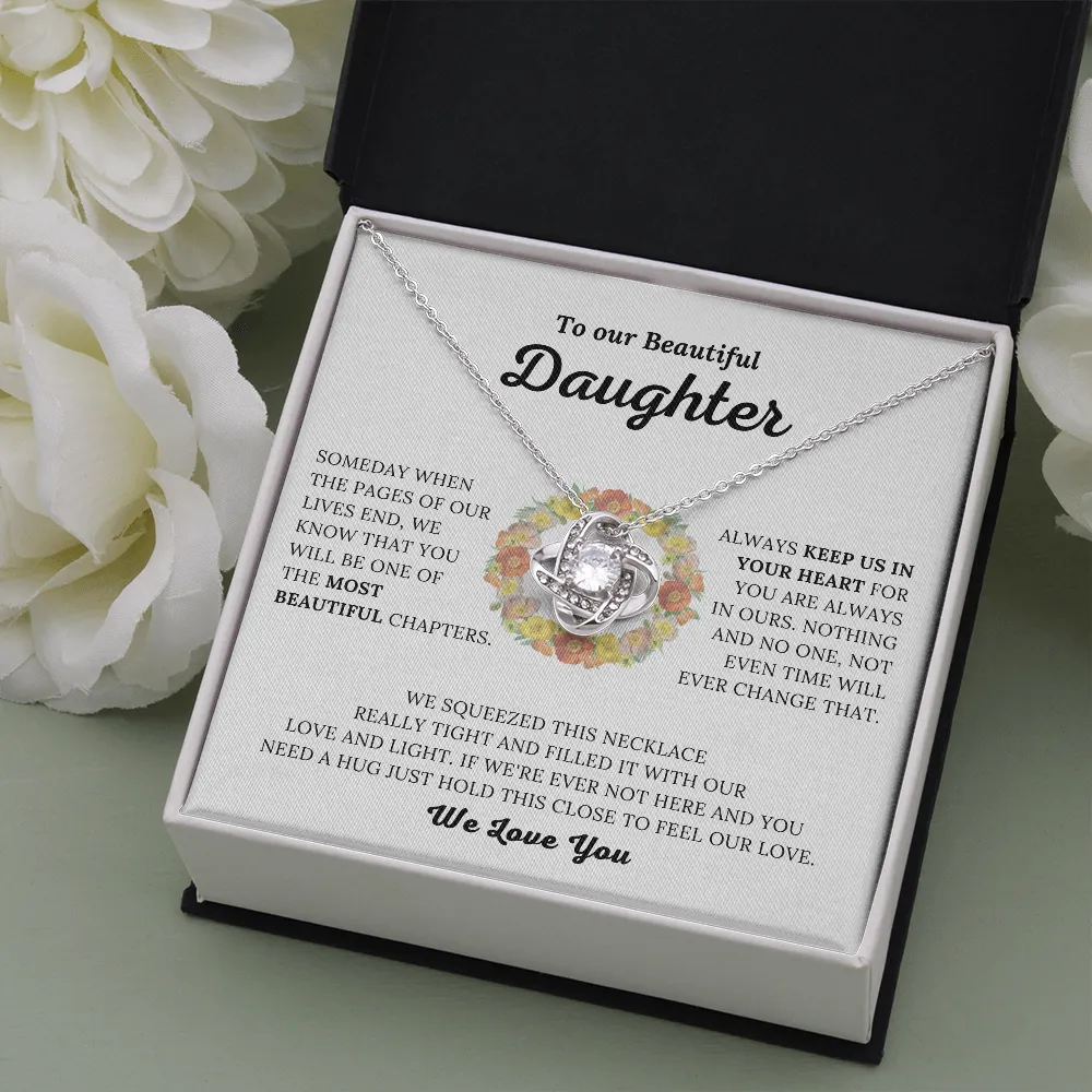 To Our Beautiful Daughter - Keep Us In Your Heart - Love Knot Necklace