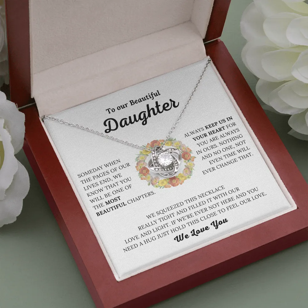 To Our Beautiful Daughter - Keep Us In Your Heart - Love Knot Necklace