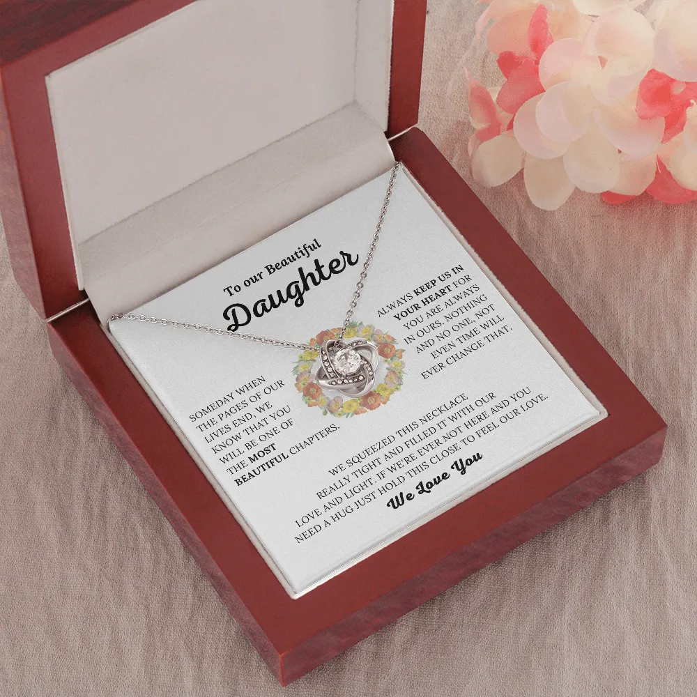 To Our Beautiful Daughter - Keep Us In Your Heart - Love Knot Necklace