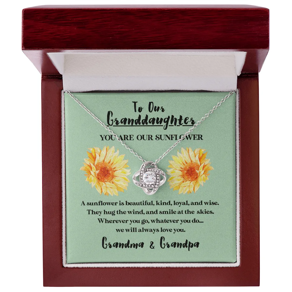 To Our Granddaughter - You Are Our Sunflower | Beautiful 14k White Gold Family Forever Love Knot
