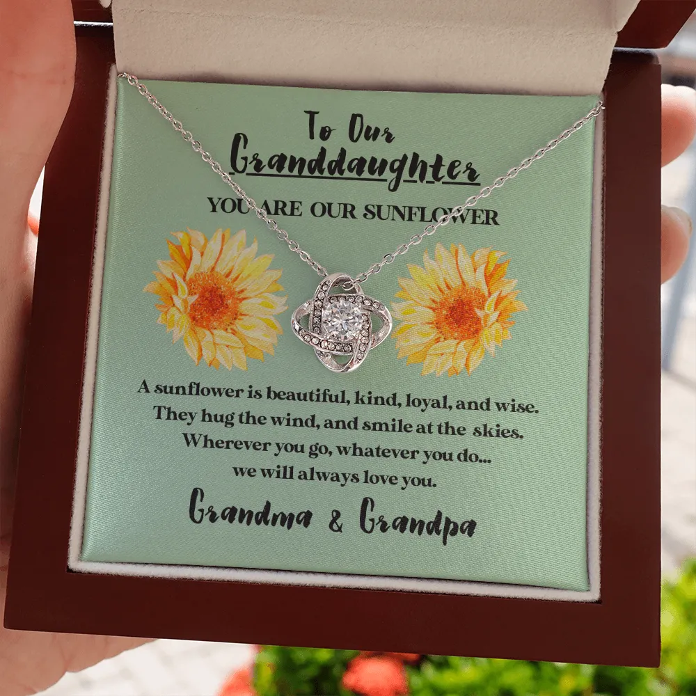 To Our Granddaughter - You Are Our Sunflower | Beautiful 14k White Gold Family Forever Love Knot
