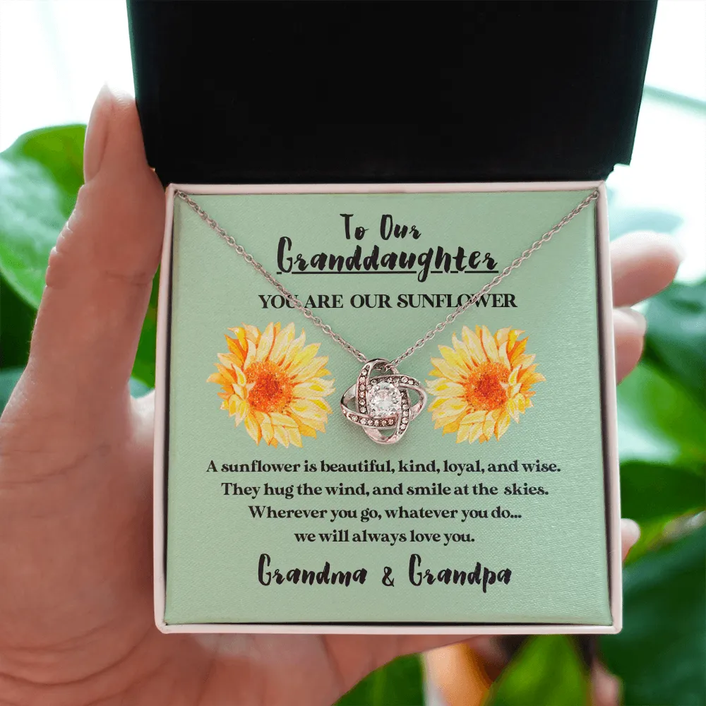 To Our Granddaughter - You Are Our Sunflower | Beautiful 14k White Gold Family Forever Love Knot
