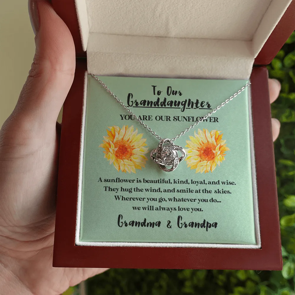 To Our Granddaughter - You Are Our Sunflower | Beautiful 14k White Gold Family Forever Love Knot