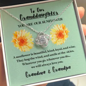 To Our Granddaughter - You Are Our Sunflower | Beautiful 14k White Gold Family Forever Love Knot