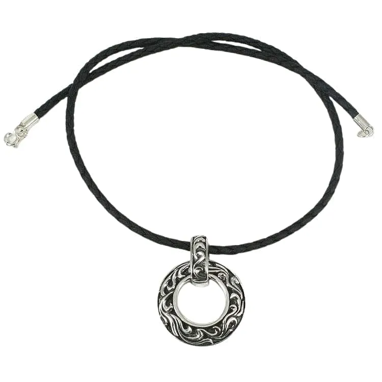 Tribal Knight Shield Loop Sterling Silver Pendant