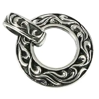Tribal Knight Shield Loop Sterling Silver Pendant