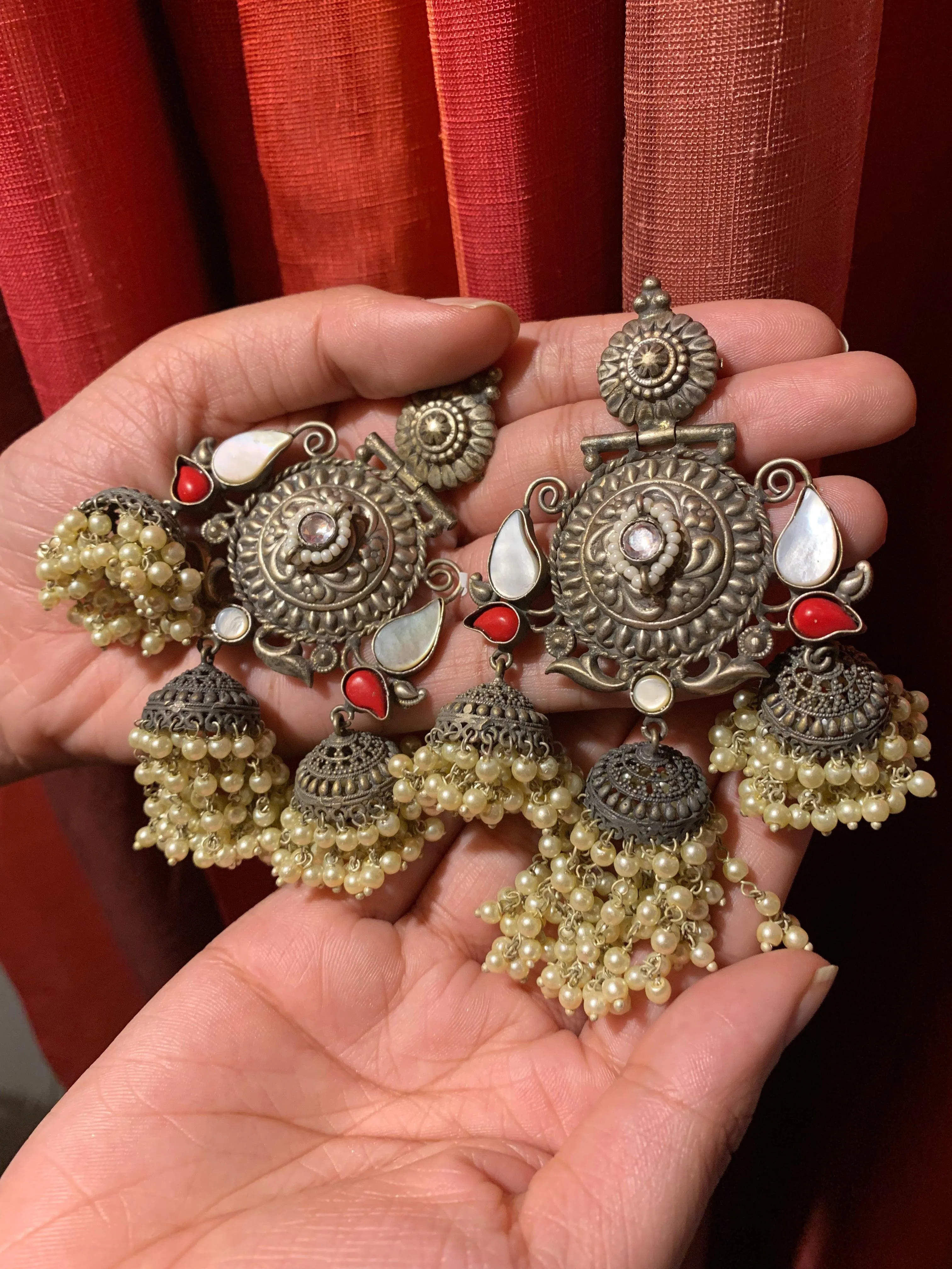 Triple Layered Jhumki Tribal Earrings