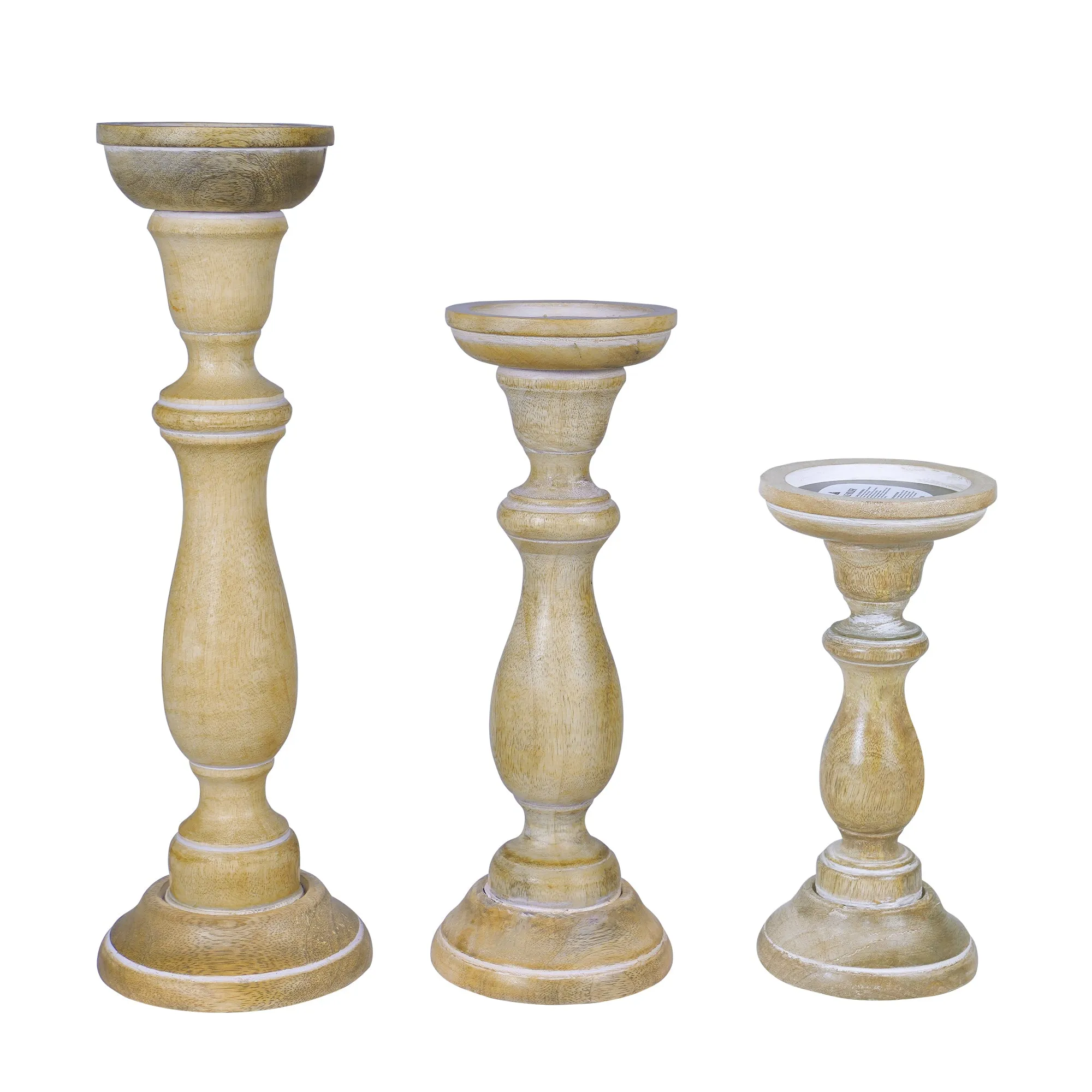 Tuli Pillar Candleholder Large Set - Whitewash