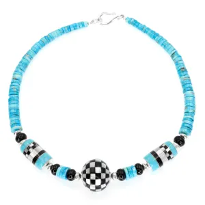 Turquoise And Checkerboard Inlay Necklace