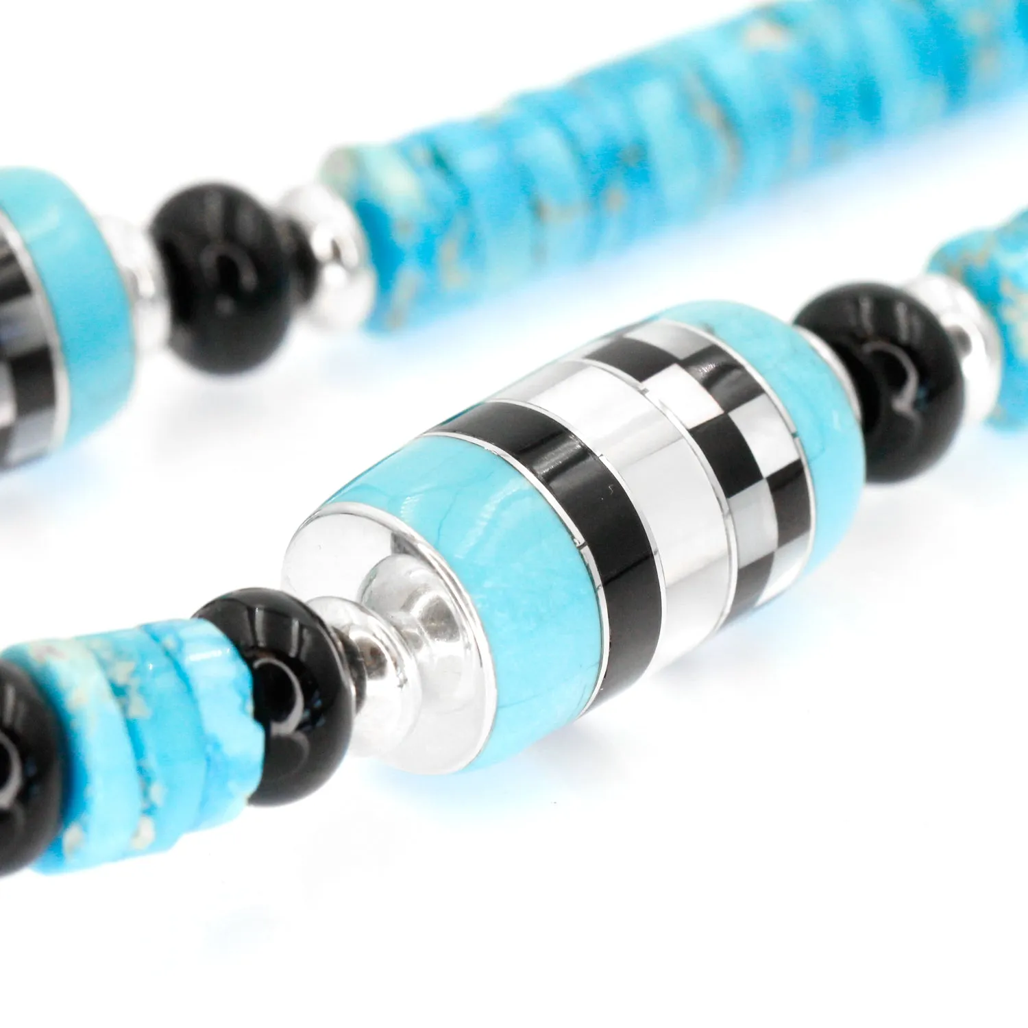 Turquoise And Checkerboard Inlay Necklace