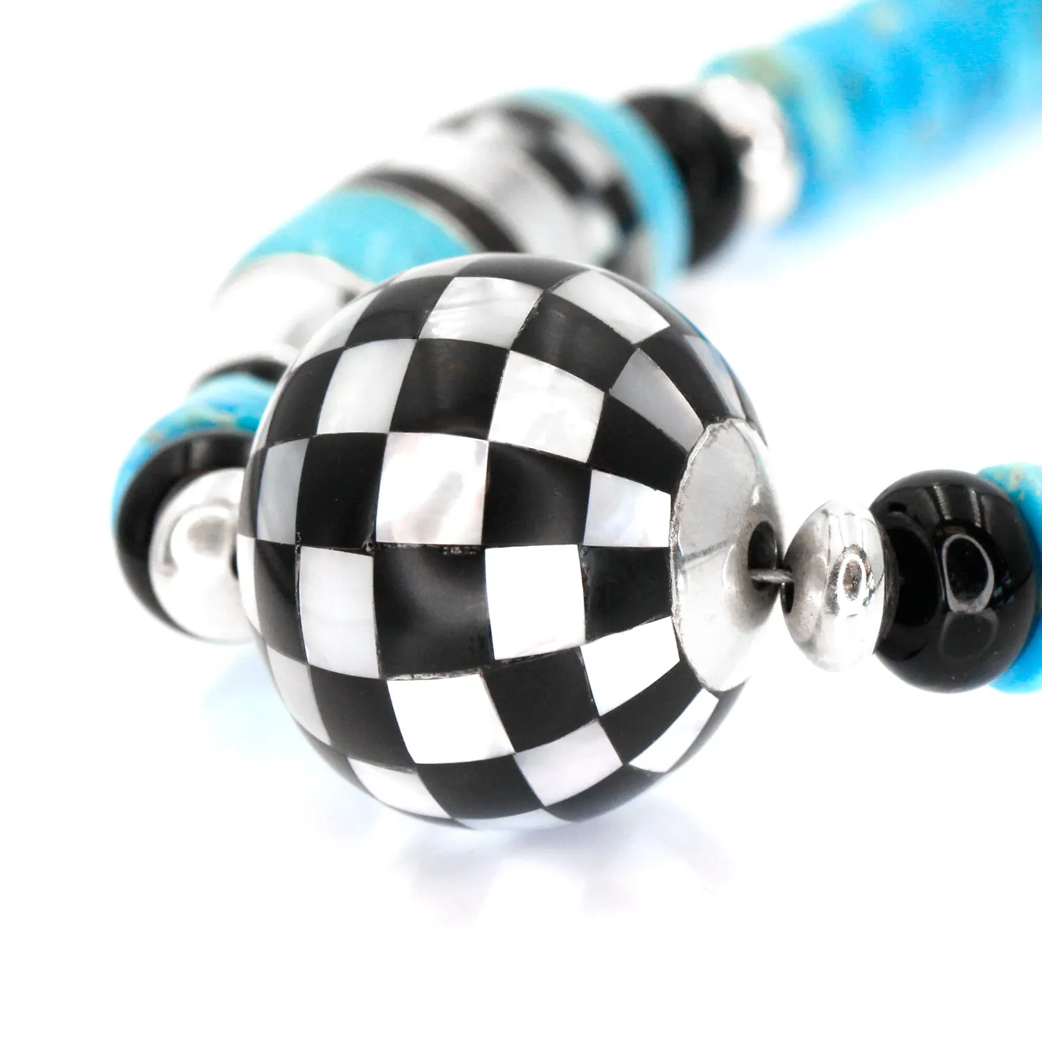 Turquoise And Checkerboard Inlay Necklace