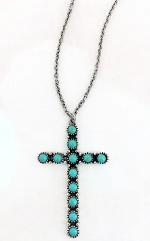 Turquoise Victory Faith Cross Necklace
