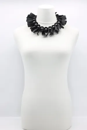 U-shaped Leatherette & Round Beads Necklace