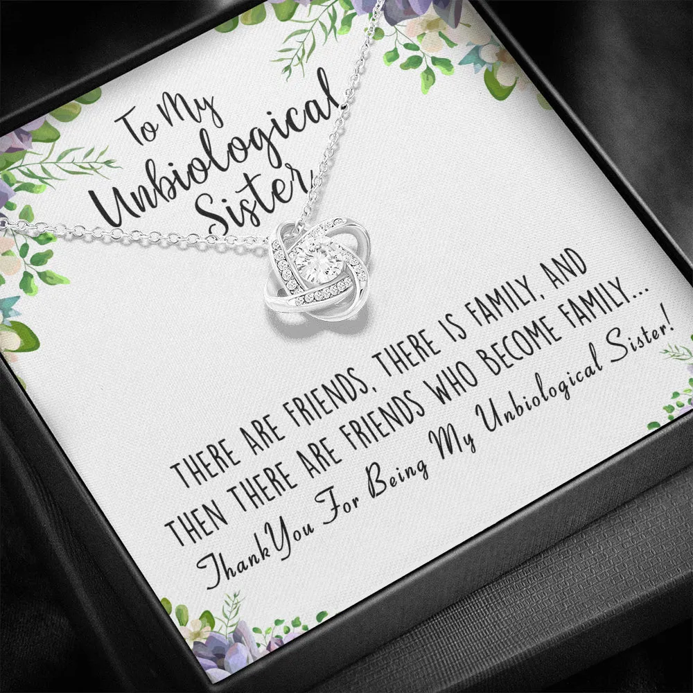 Unbiological Sister Love Knot Necklace, Best Friends Gift, BFF Gift