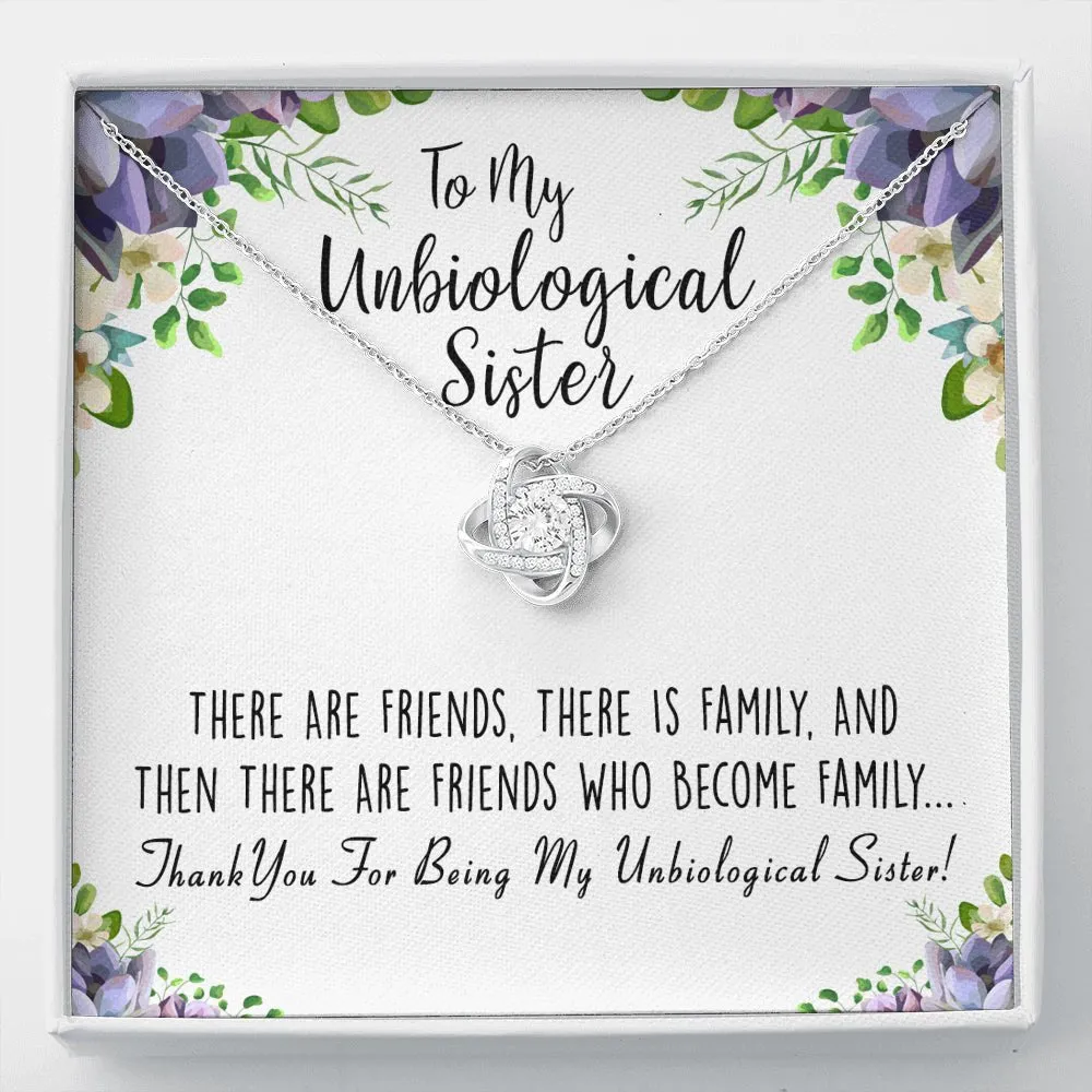 Unbiological Sister Love Knot Necklace, Best Friends Gift, BFF Gift