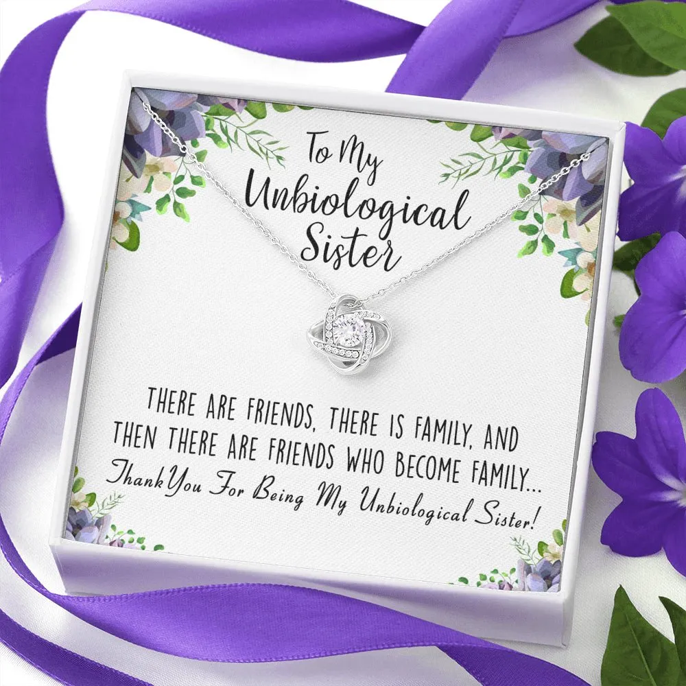 Unbiological Sister Love Knot Necklace, Best Friends Gift, BFF Gift